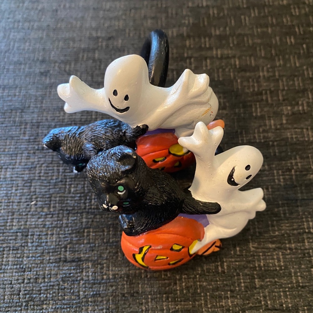 Two Unbranded‎ Halloween Scarf Napkin Ring Multicolor Ghost Cat Pumpkin